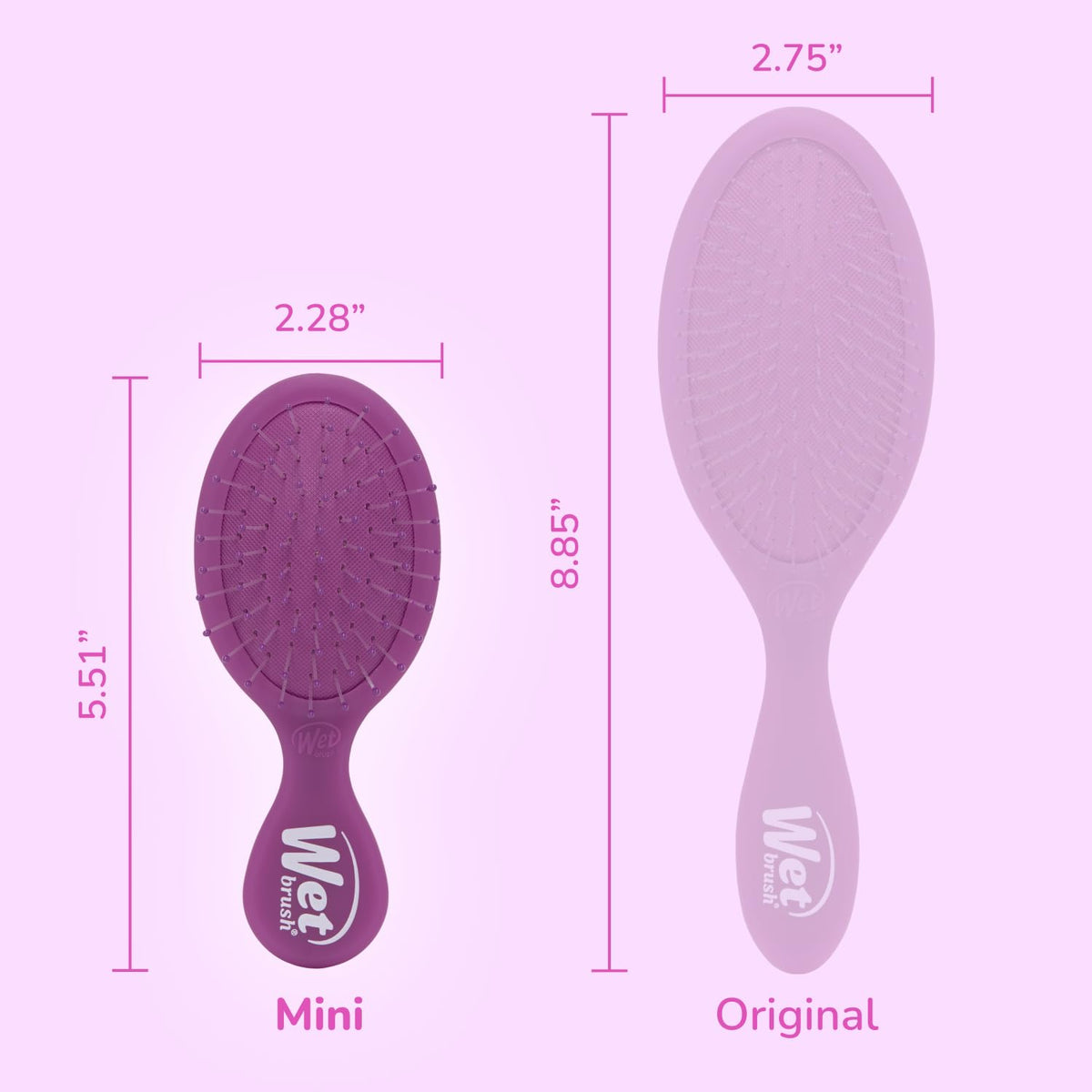 Wet Brush mini held in hand to show size and easy portability advantage