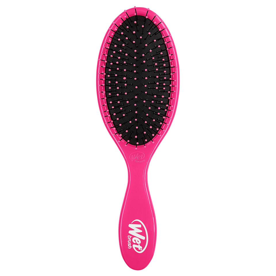 Wet Brush front view pink showing brush shape and comfortable grip for easy detangling