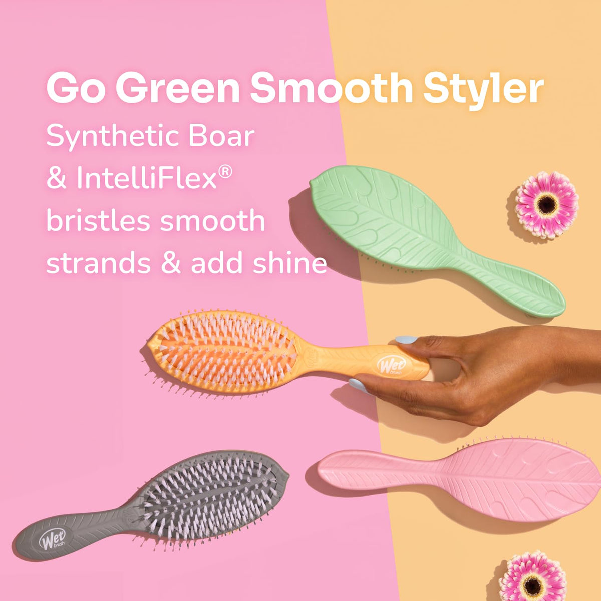 Wet Brush packaging sustainability label emphasizing plant-based materials