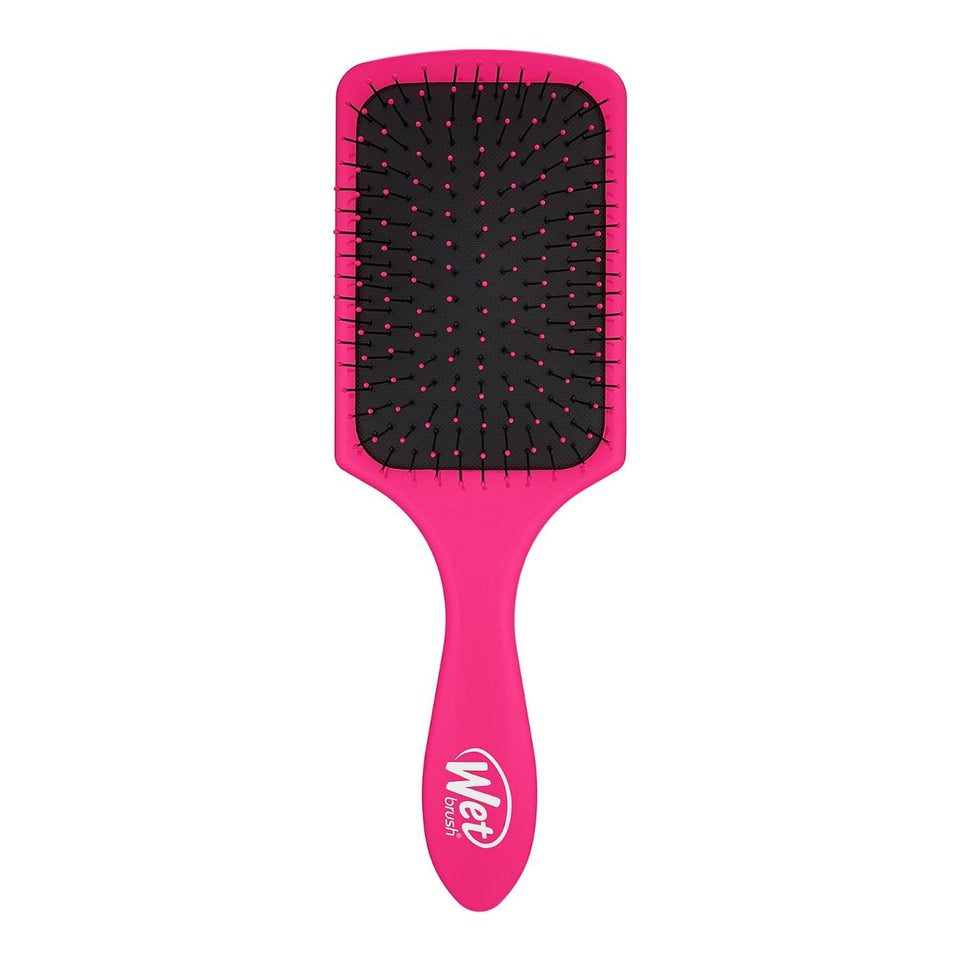 Wet Brush paddle detangler front view showing pink brush and broad paddle for faster detangling