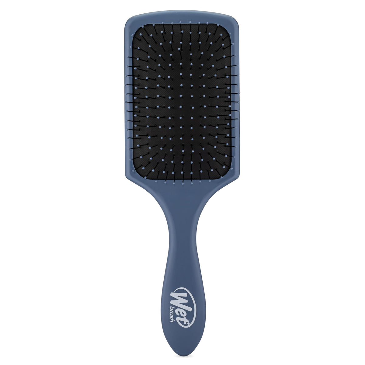 Wet Brush paddle detangler front view showing elemental blue finish and gentle reach benefit