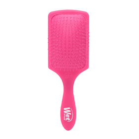 Wet Brush paddle front view showing pink frost finish and wide coverage benefit