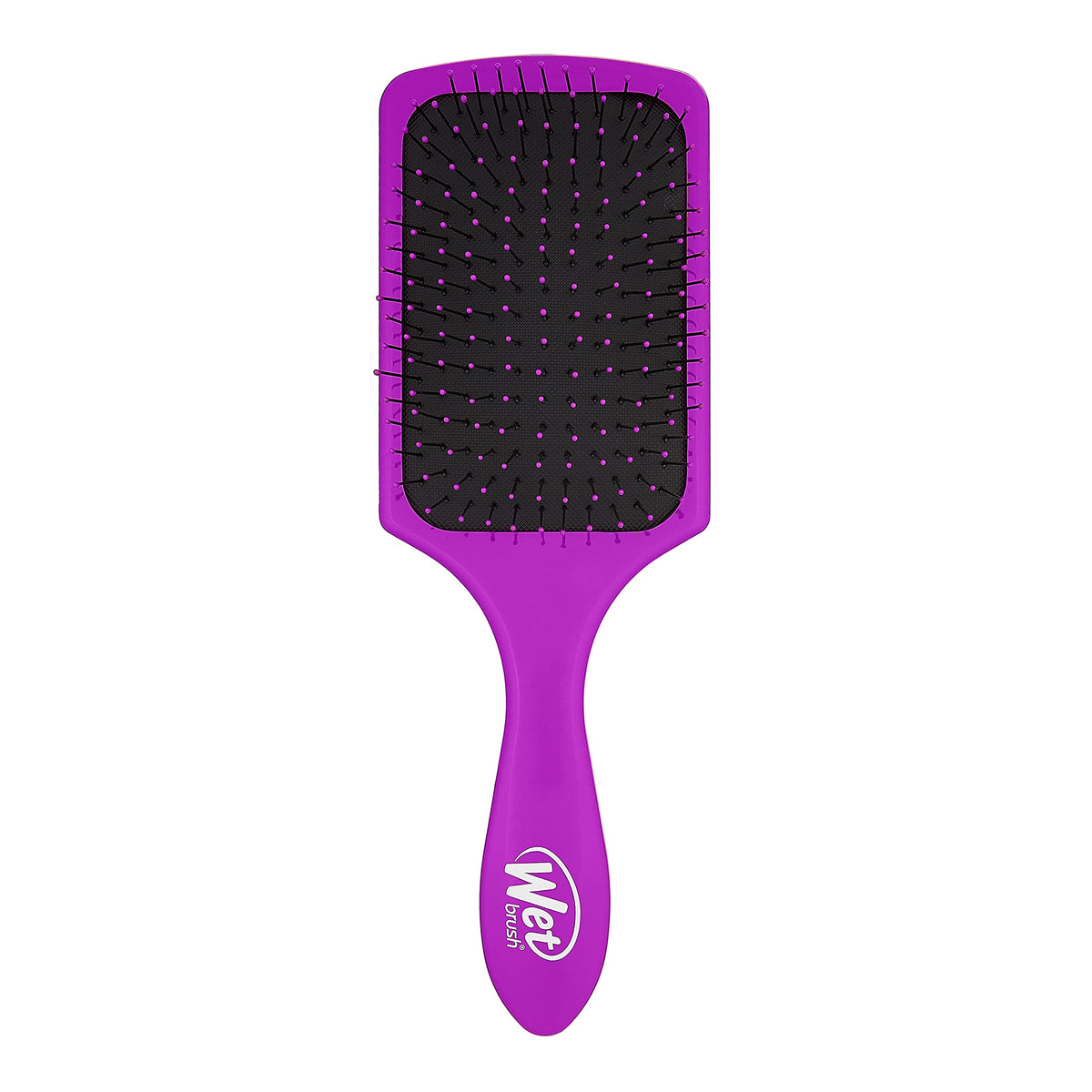 Wet Brush paddle front view showing purple paddle and soft bristles for gentle detangling