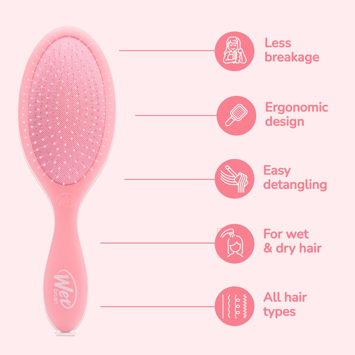 Wet Brush side profile displaying brush shape and ergonomic design benefit