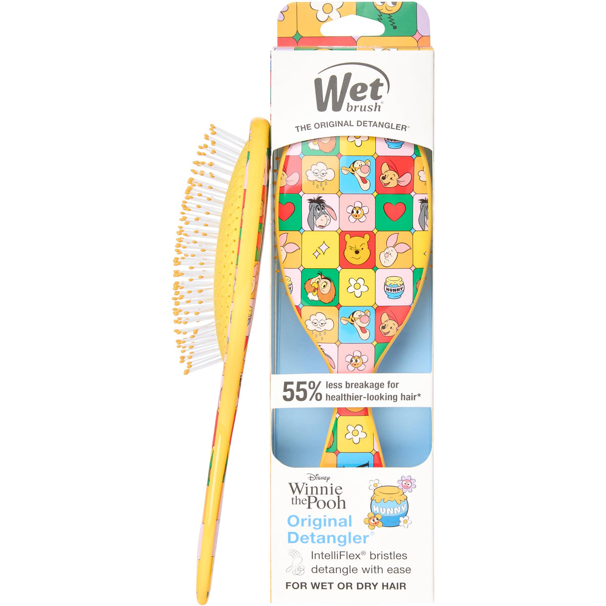 Wet Brush front view showing Winnie the Pooh design and easy-grip handle for comfortable brushing