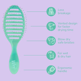 Wet Brush speed dry close-up of HeatFlex bristles detangling without pulling