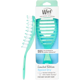 Wet Brush speed dry front view showing prismatic glow green finish and ergonomic shape