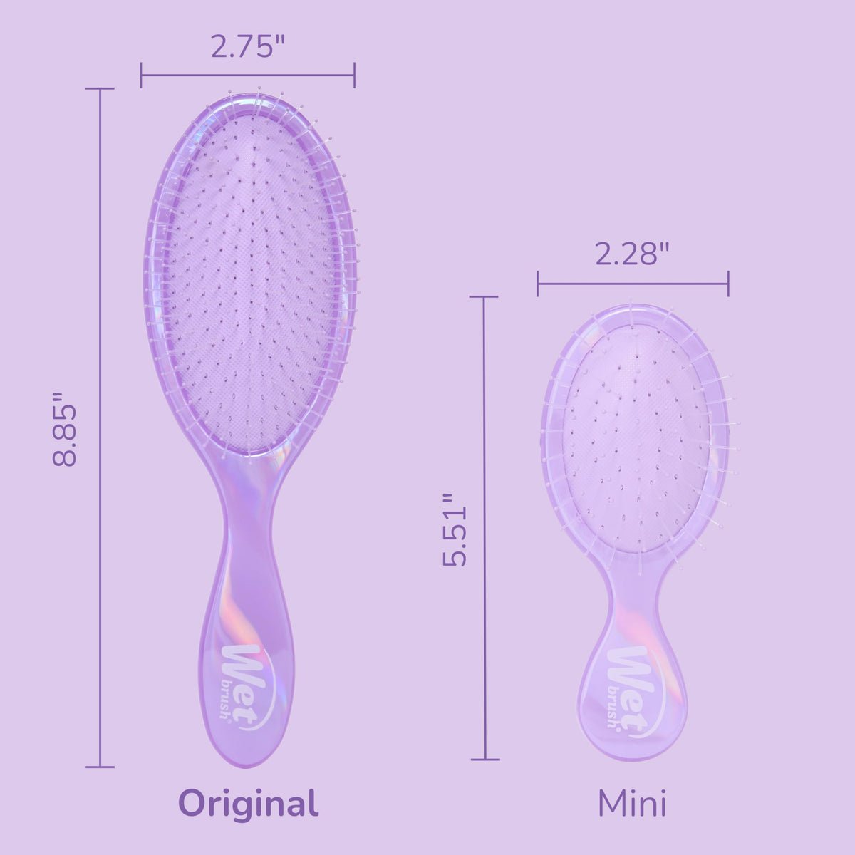 Wet Brush prismatic glow held in hand to show size and easy control during brushing
