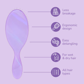 Wet Brush prismatic glow side profile of ergonomic handle for comfortable daily use