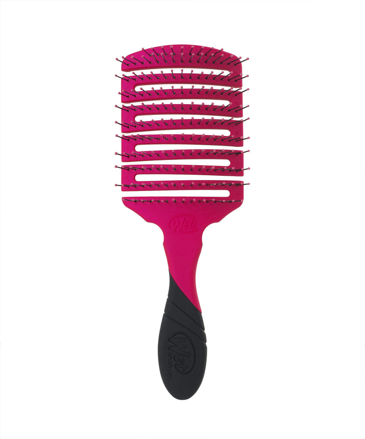 Wet Brush Pro Flex paddle front view showing pink design and comfortable handle, fast detangling