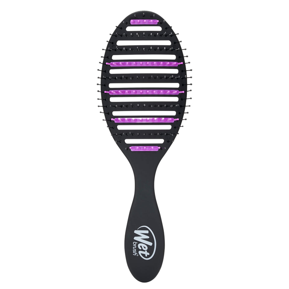 Wet Brush front view showing entire vented detangling brush, faster drying benefit