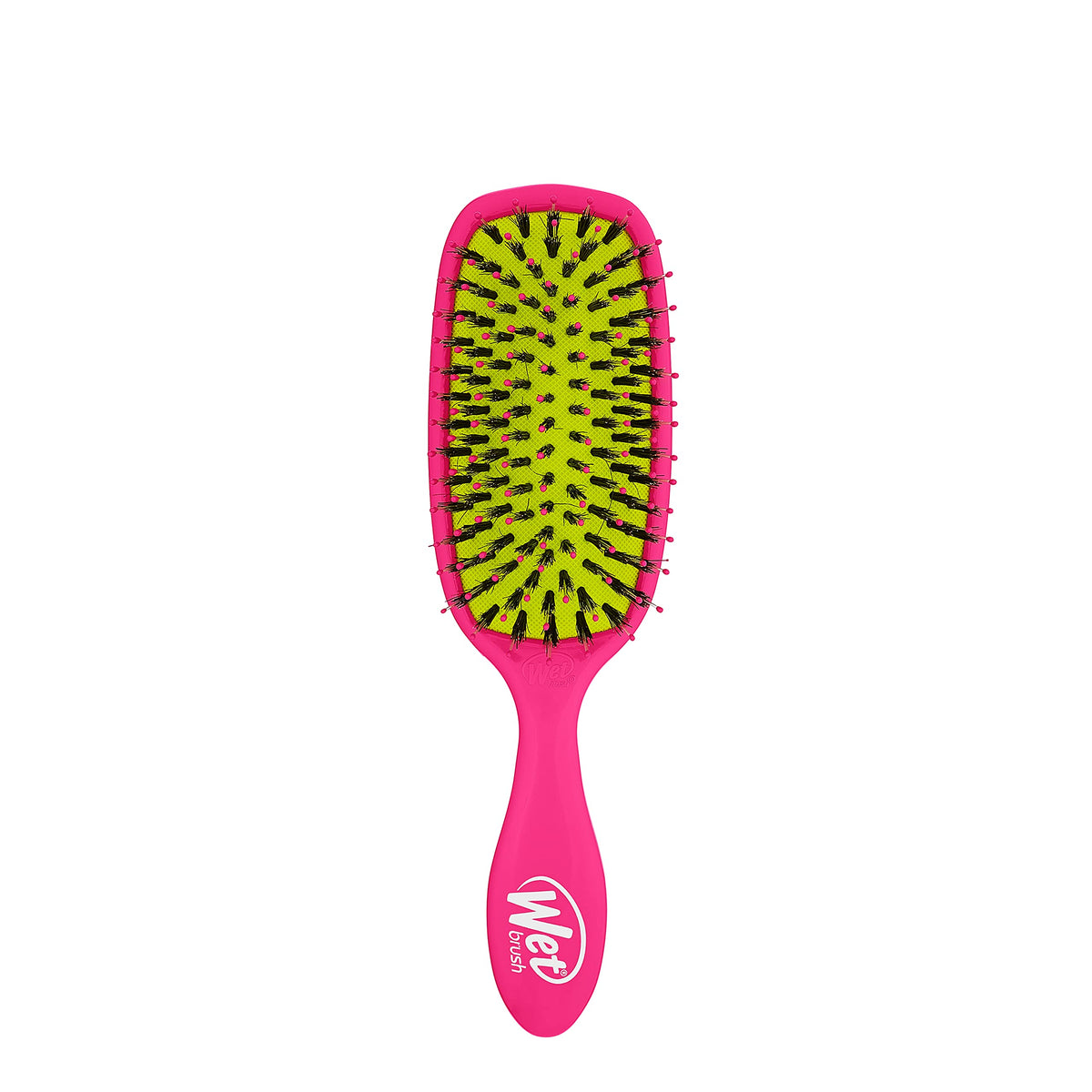 Wet Brush front view showing pink shine enhancer and ergonomic grip