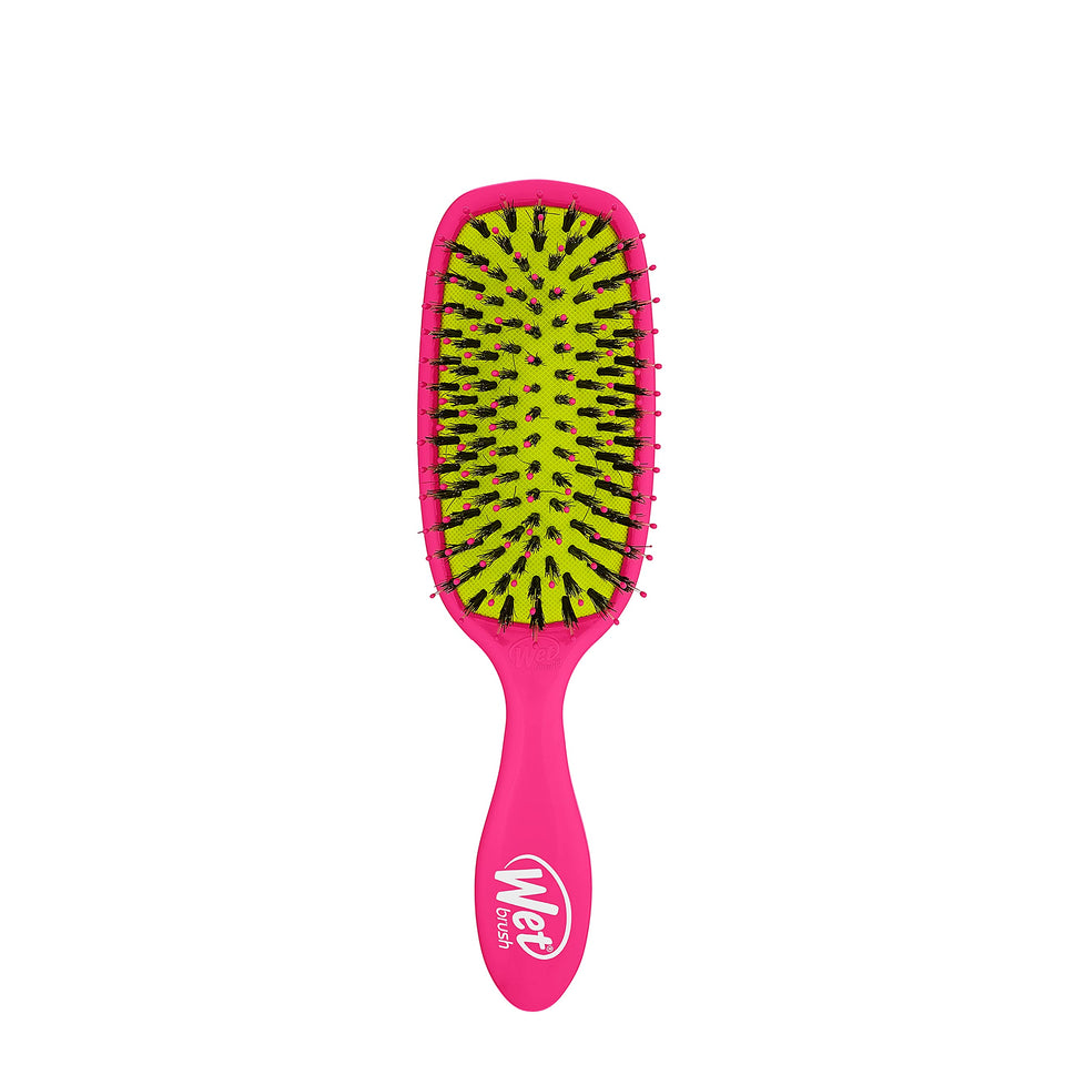 Wet Brush front view showing pink shine enhancer and ergonomic grip
