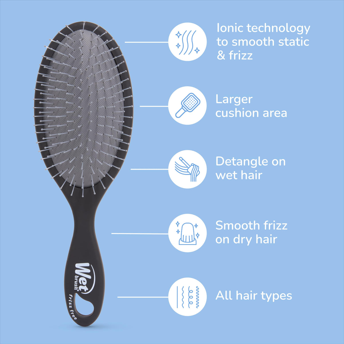 Wet Brush held in hand to show compact size and travel convenience