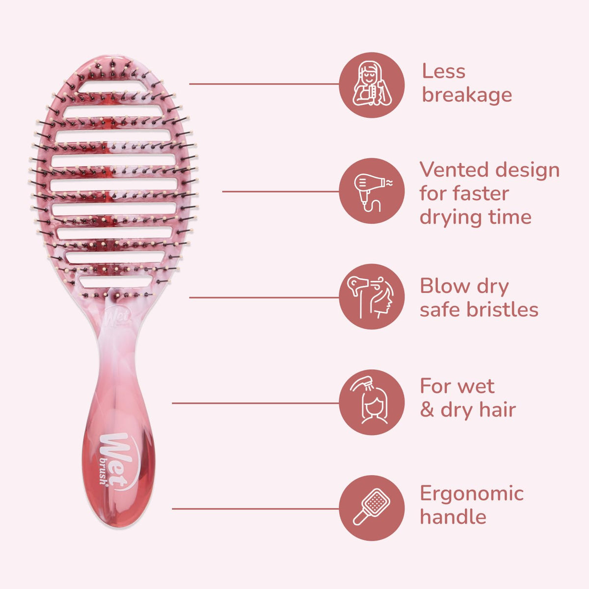 Wet Brush close-up of HeatFlex bristles on Speed Dry brush reducing pull