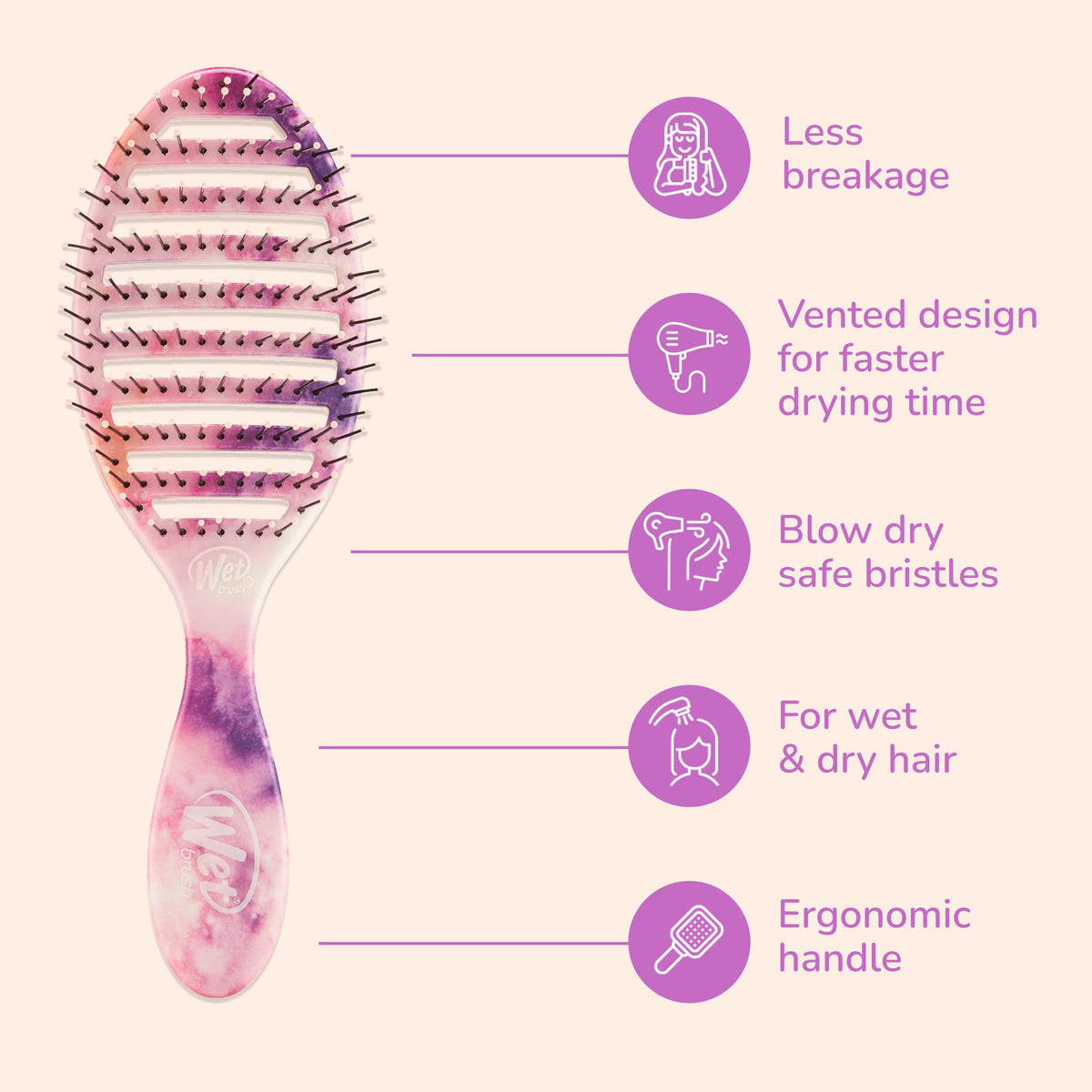 Wet Brush Ultra Soft HeatFlex bristles close-up protecting hair from pulling