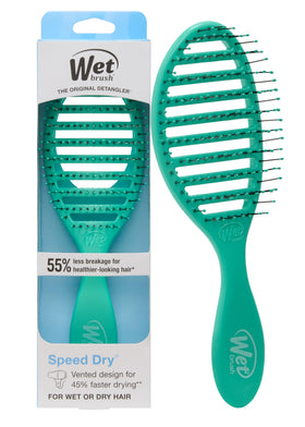 Wet Brush Speed Dry front view showing aqua color and ergonomic shape for easier styling
