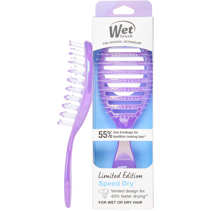 Wet Brush front view showing prismatic glow finish and fast drying benefit