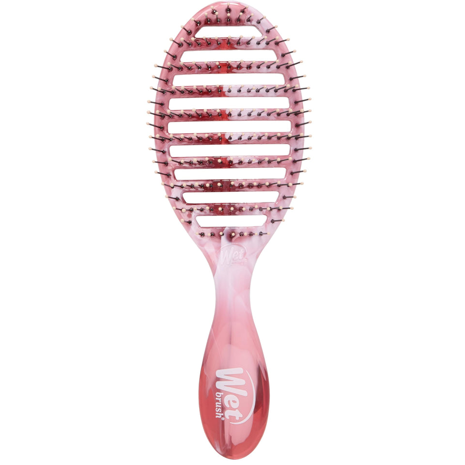 Wet Brush front view of pink Speed Dry brush showing vented design and ergonomic shape