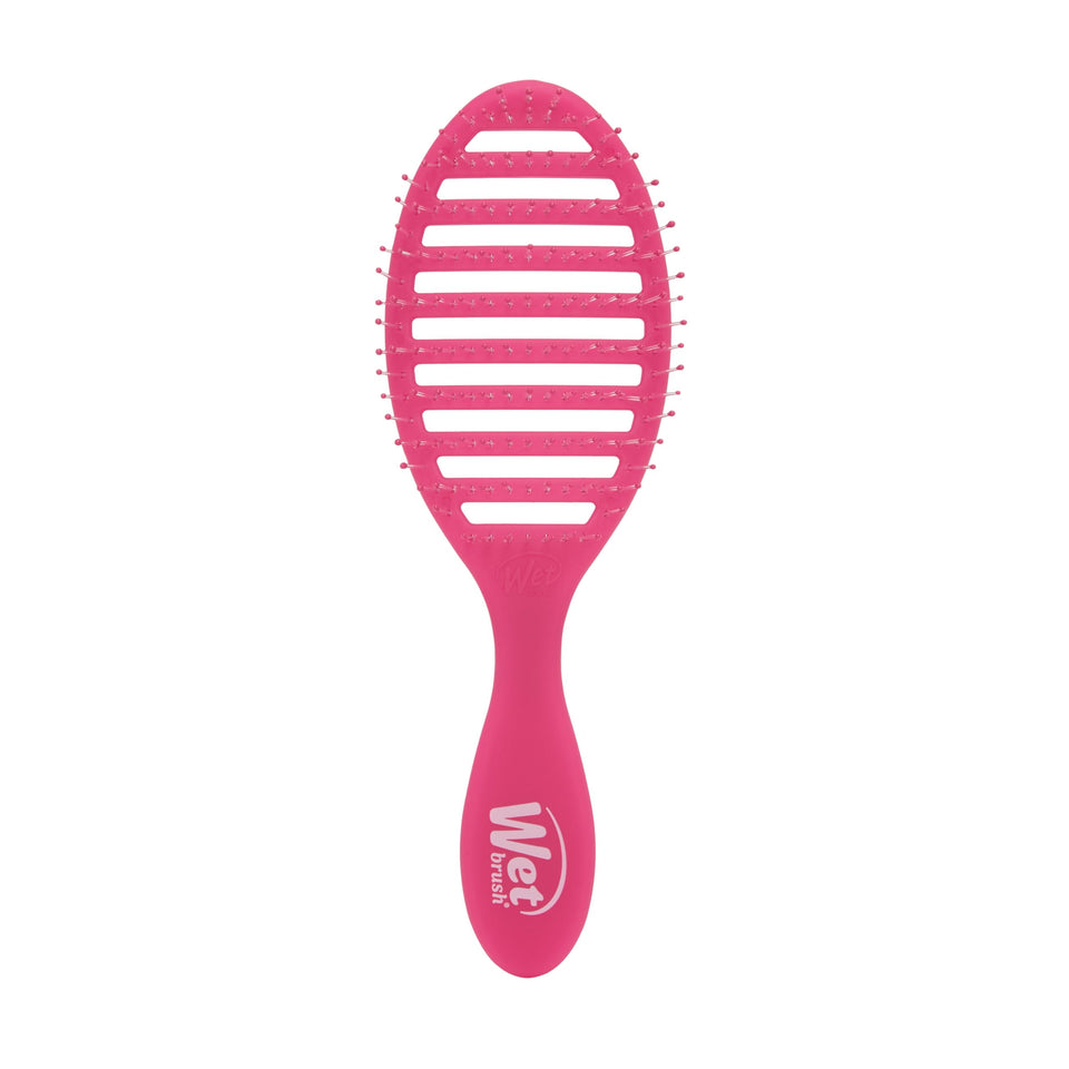 Wet Brush front view showing pink frost finish and compact shape, easier styling