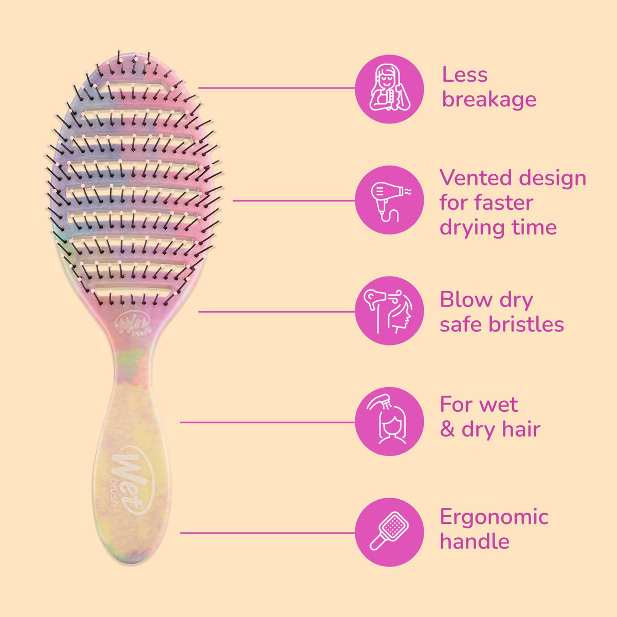 Wet Brush HeatFlex bristles close-up detangling without pulling