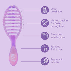Wet Brush closeup of HeatFlex bristles detangling gently with heat resistance