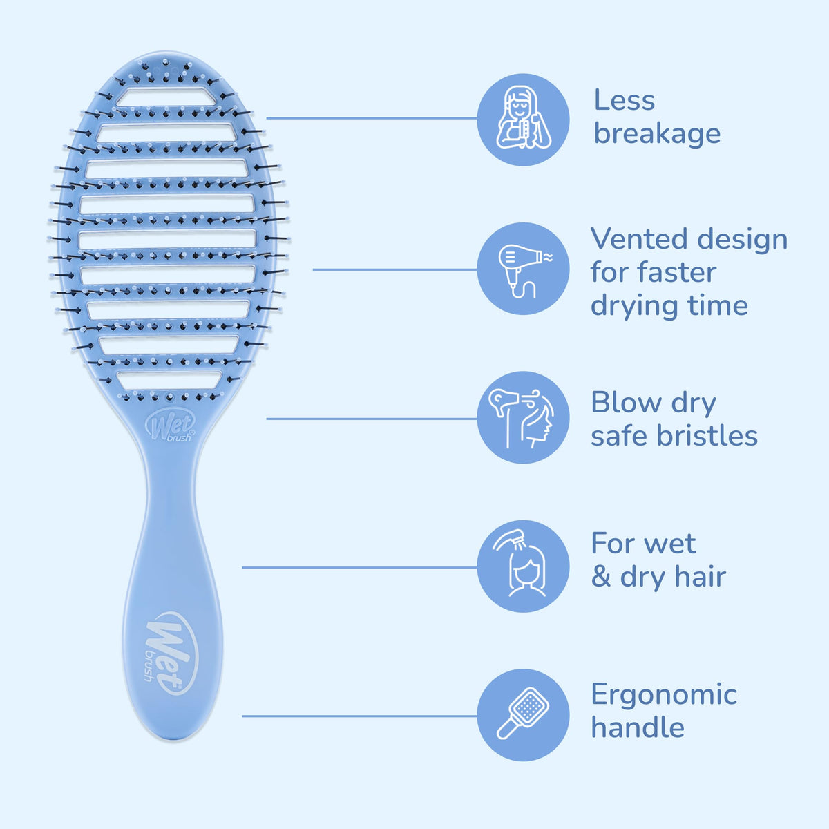 Close-up of HeatFlex bristles showing Wet Brush gentle detangling benefit