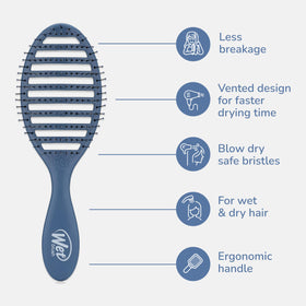 Wet Brush Speed Dry HeatFlex bristles detail protects hair while detangling
