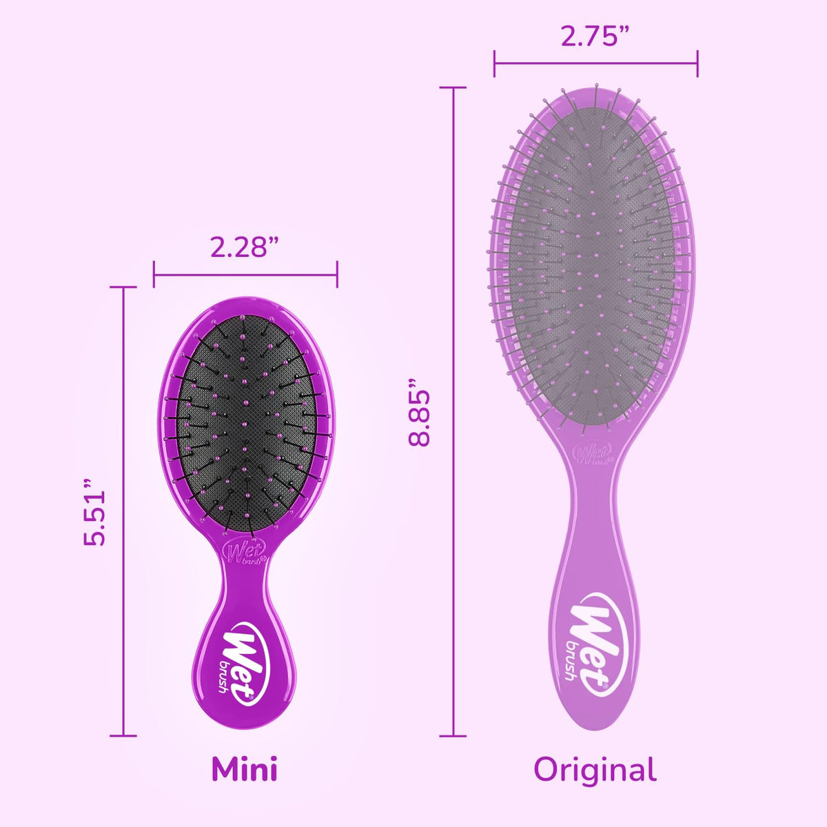 Wet Brush held in hand to show scale and easy travel convenience