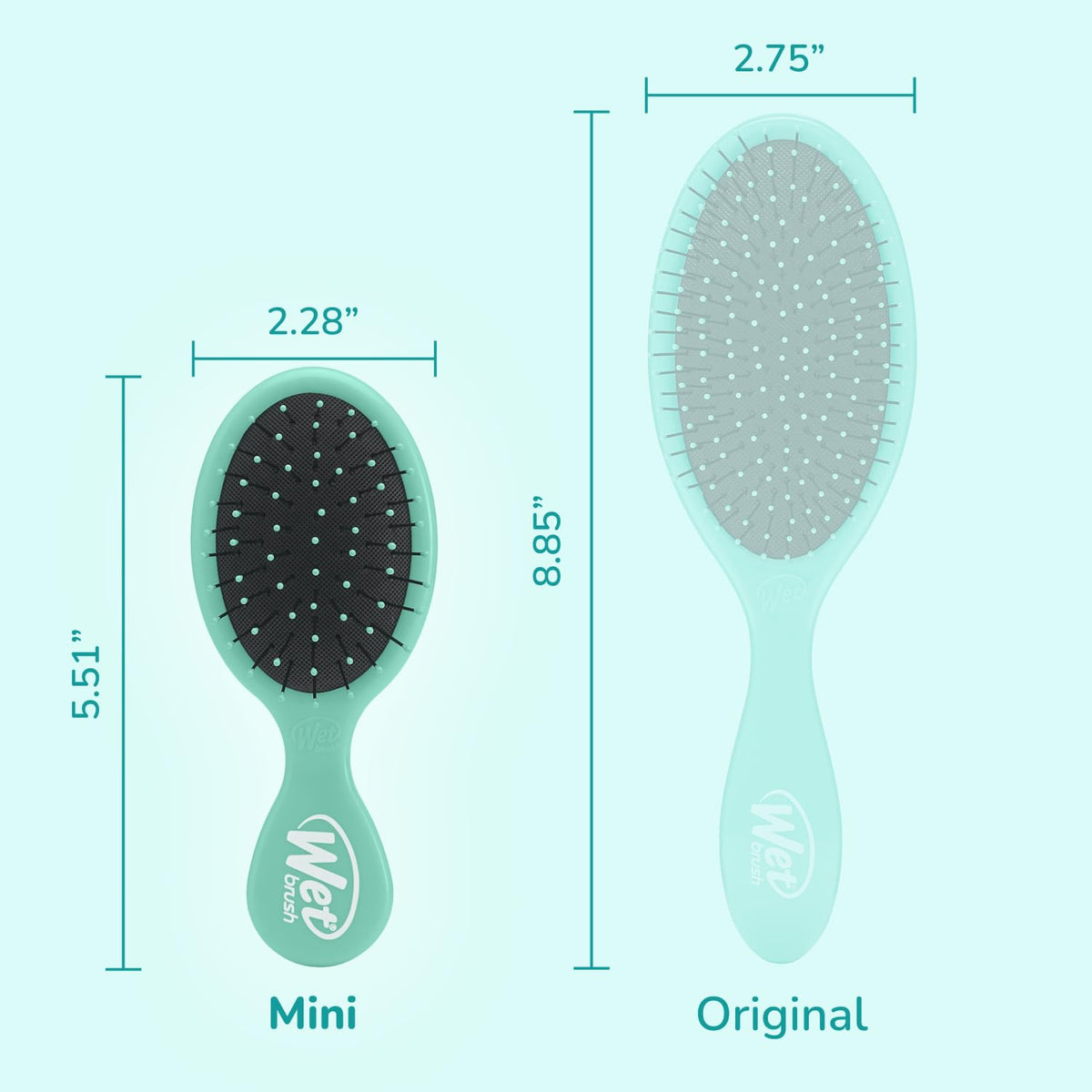 Wet Brush Squirt side profile displaying slim shape for purse-friendly storage