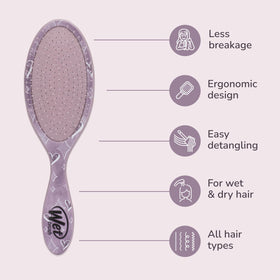 Wet Brush handle detail highlighting Stitch & Angel print and comfortable grip