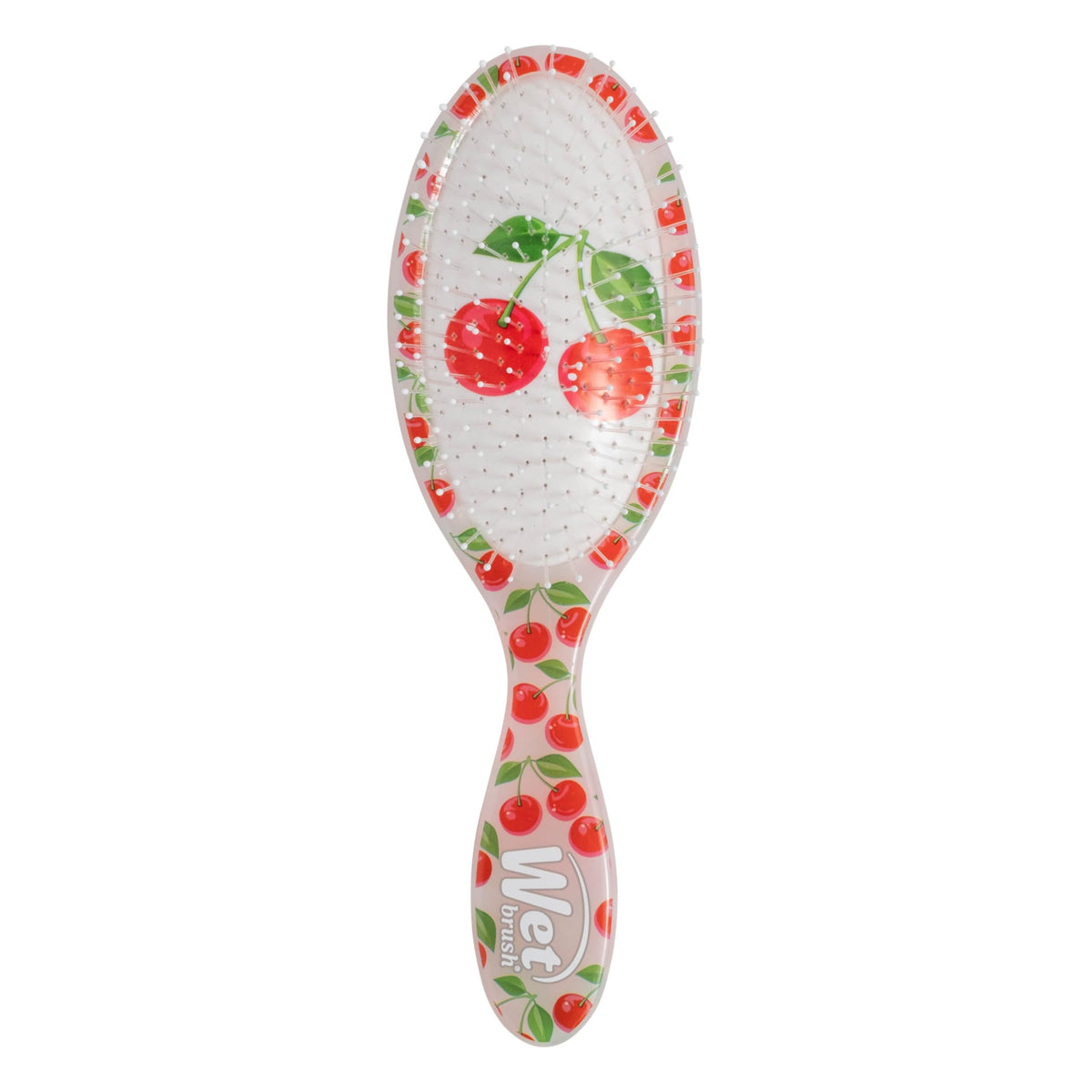 Wet Brush front packaging in Tutti Fruitti Cherry shows playful finish and easy grip benefit