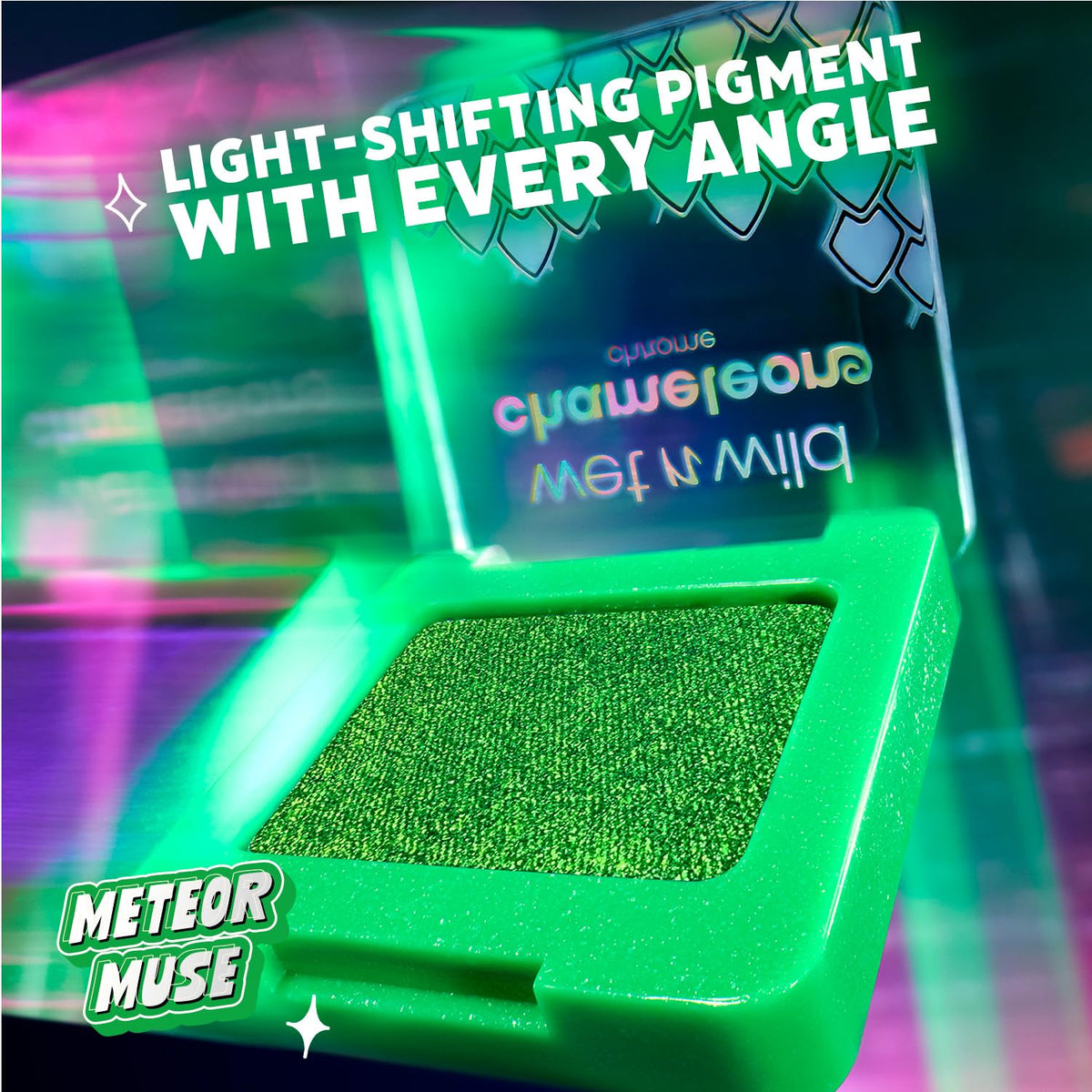 wet n wild Meteor Muse layered over matte shadow to amplify chrome effect and depth