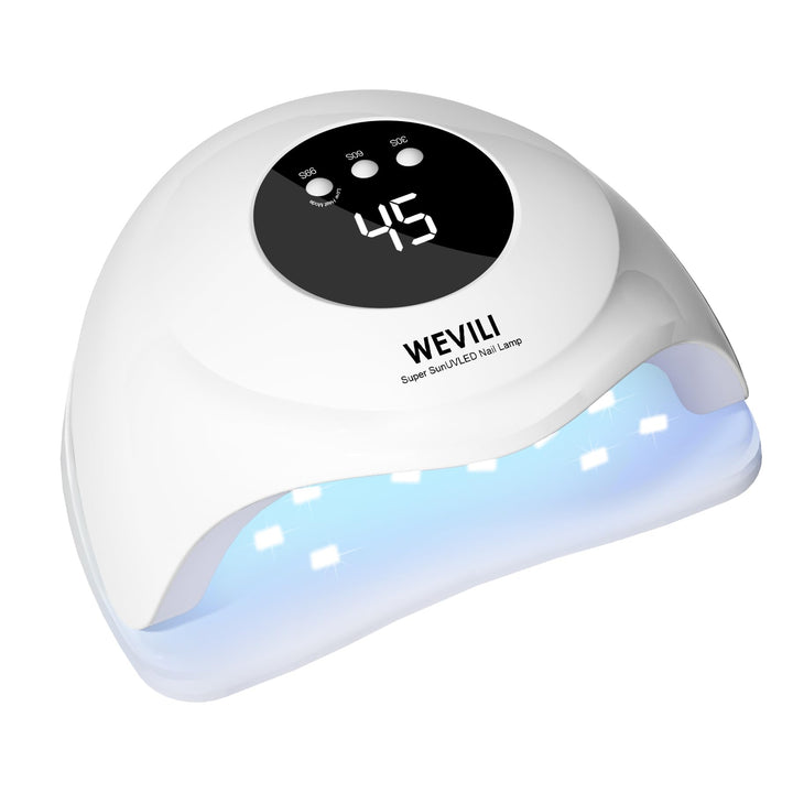 WEVILI lamp front view showing full-hand fit and fast curing benefit