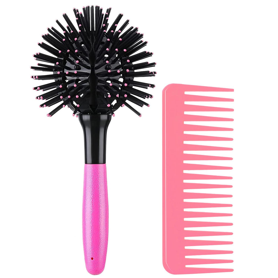 WEXNECOWKZ front view of 3D Bomb Curl brush showing compact design and travel benefit