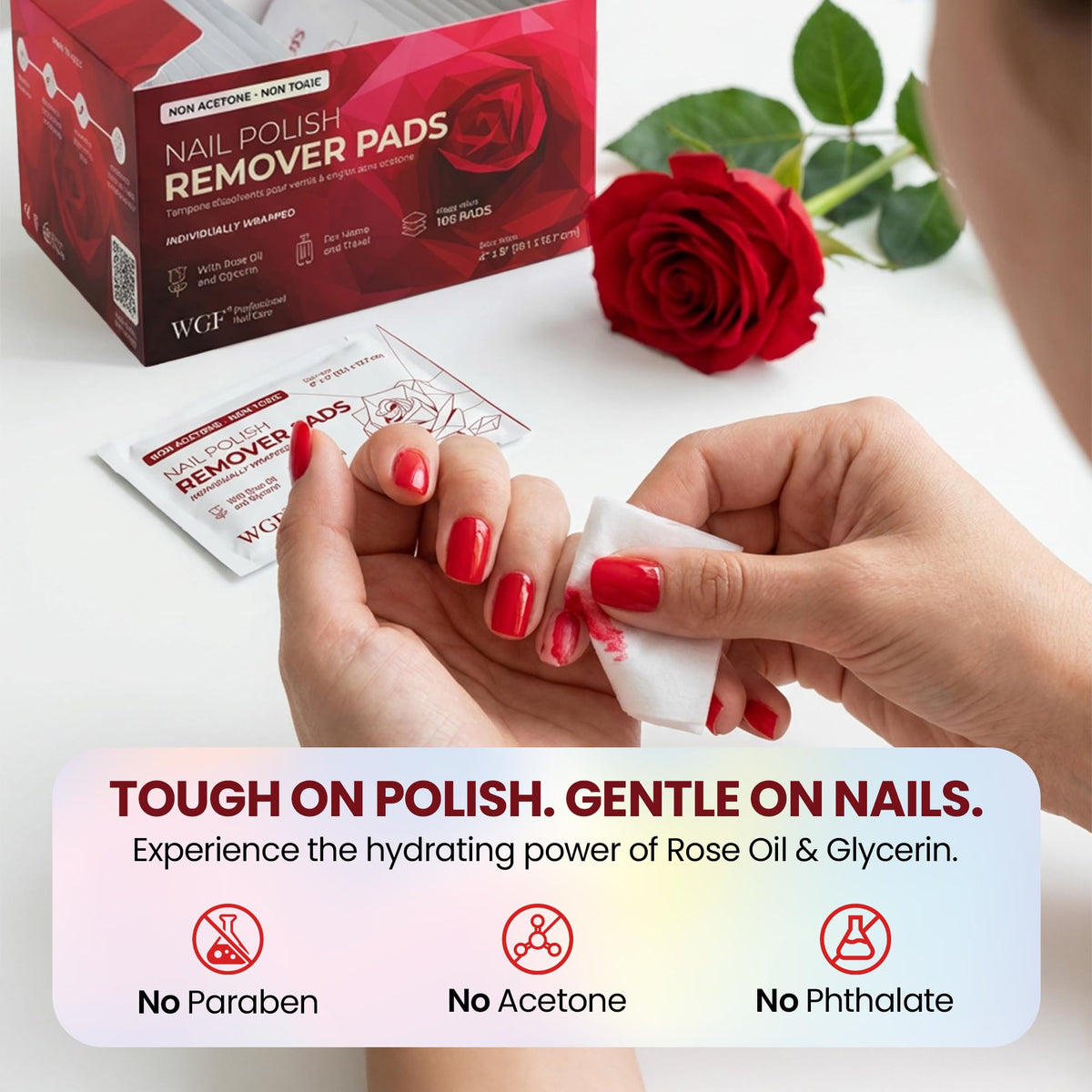WGF PROFESSIONAL single individually wrapped pad emphasizing freshness