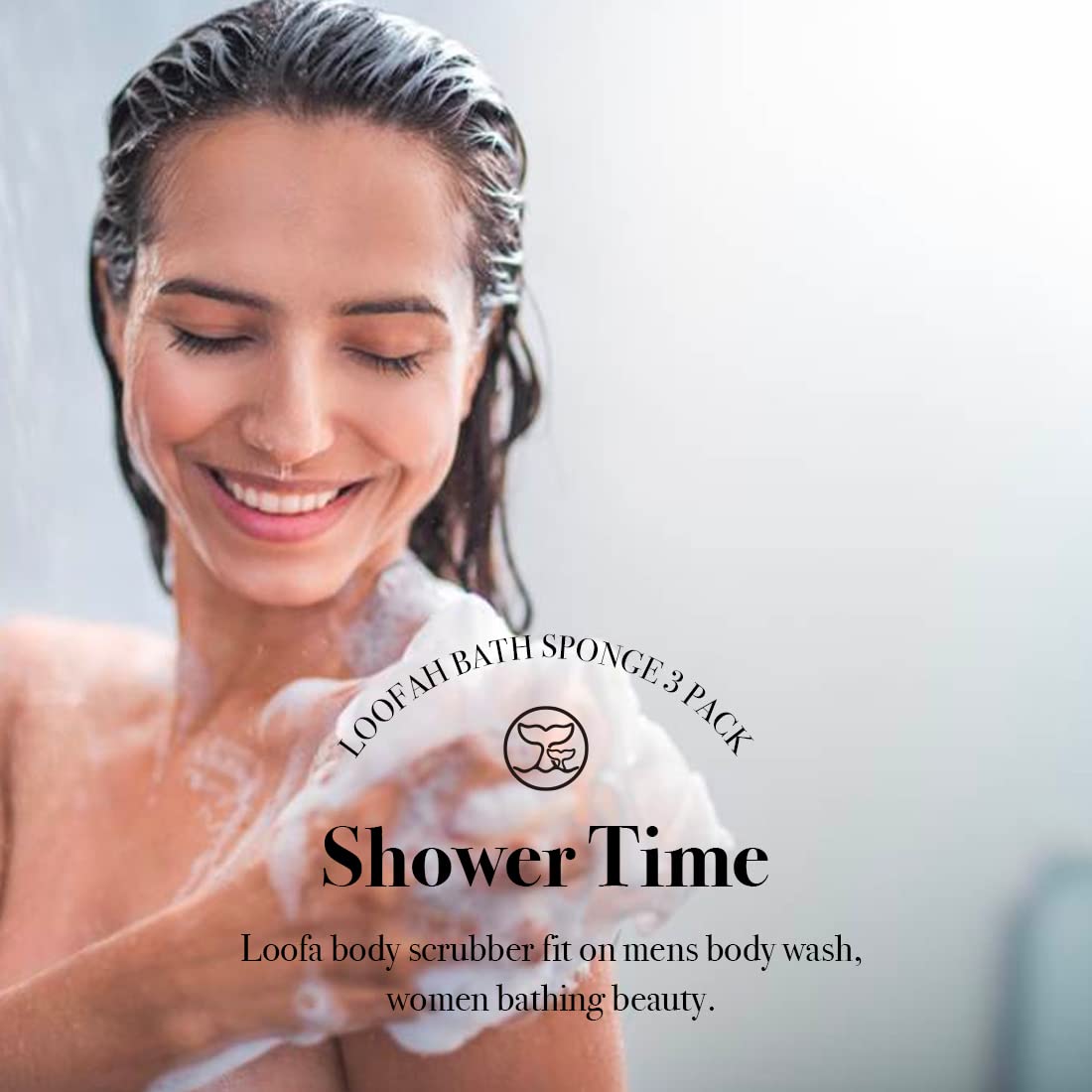 WhaleLife loofah in use on arm demonstrating gentle scrubbing and smooth skin