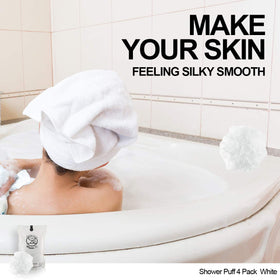 WhaleLife loofah in shower being used, comfortable gentle cleansing for skin
