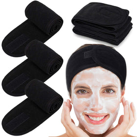 Whaline front pack of four black terry headbands showing convenience