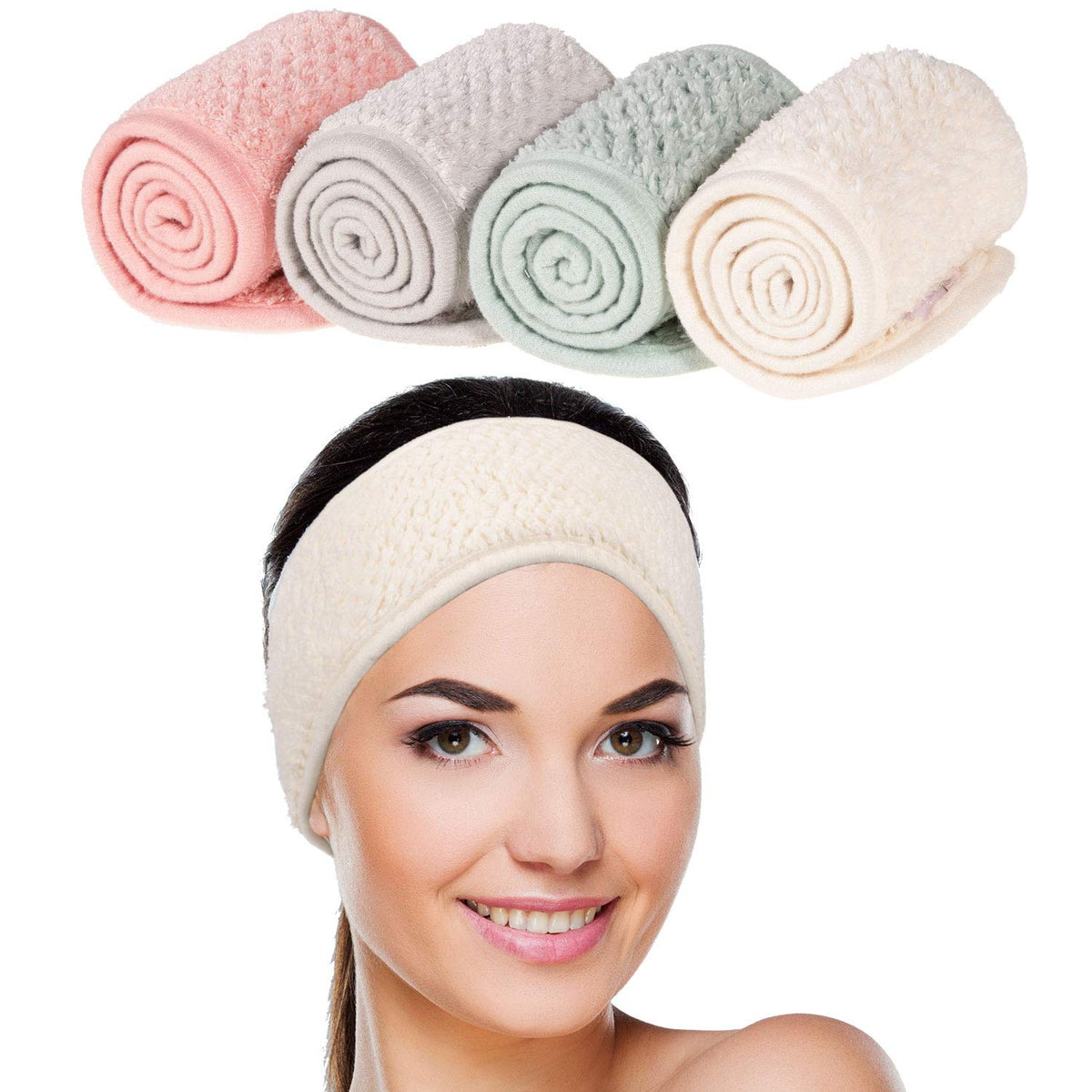 Whaline front view showing four colored headbands and color variety benefit