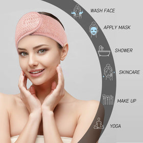 Whaline headband in use during skincare showing hair kept dry and tidy