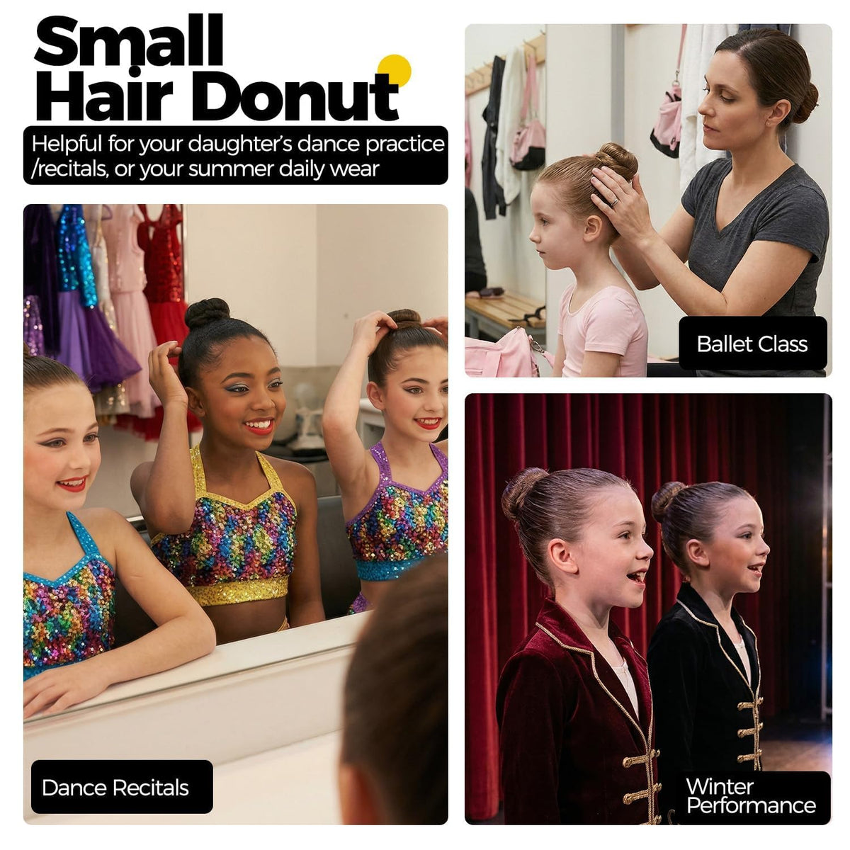 whisrvival ballerina wearing a neat bun using the donut, secure during practice