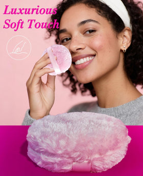 whisrvival puff inside clear travel case protecting puff and keeping it clean benefit