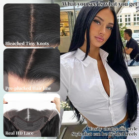 WIGAGA close-up of pre-plucked HD lace showing invisible hairline for realism