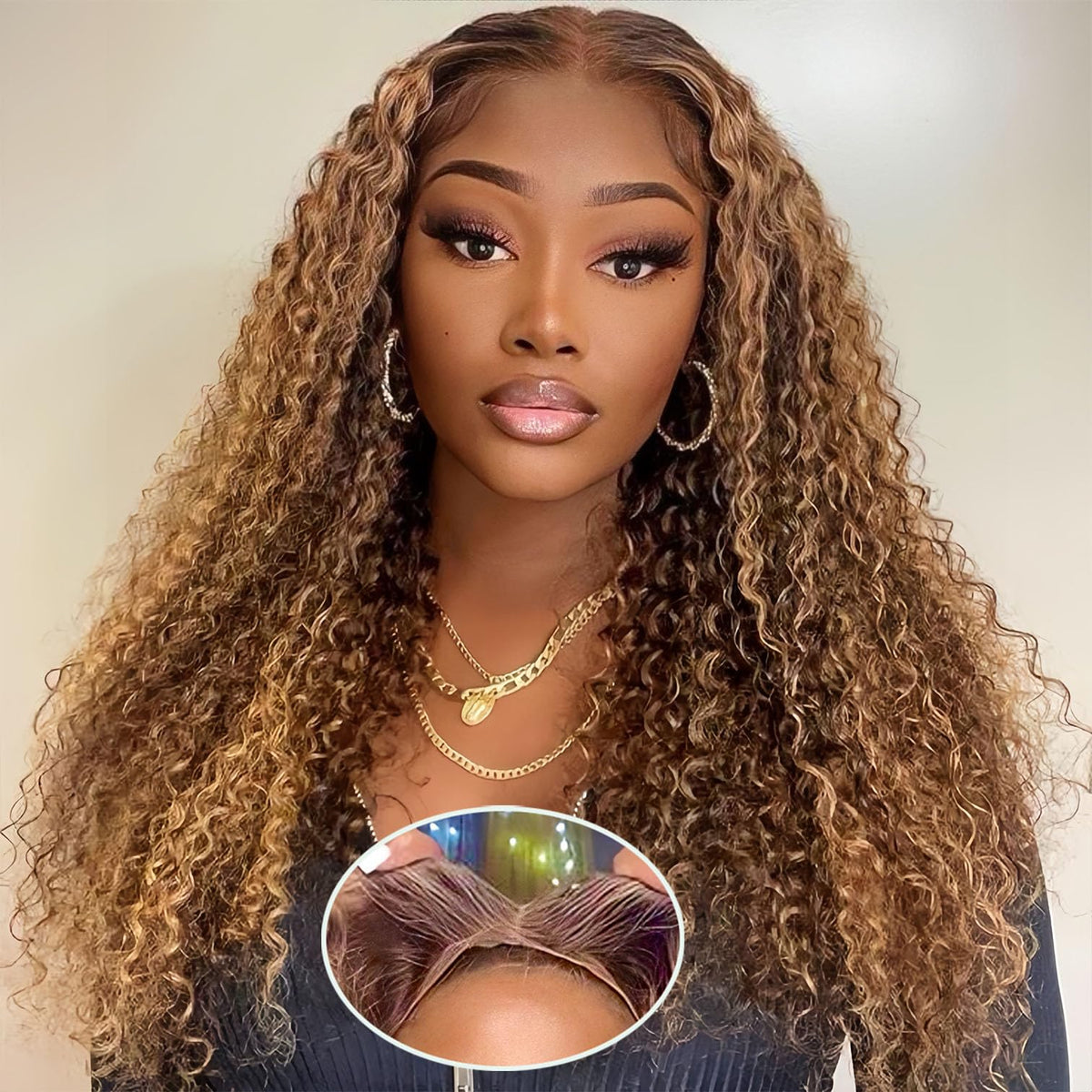 Wighottie front view showing ombre 4/27 deep-wave and natural hairline benefit instant style