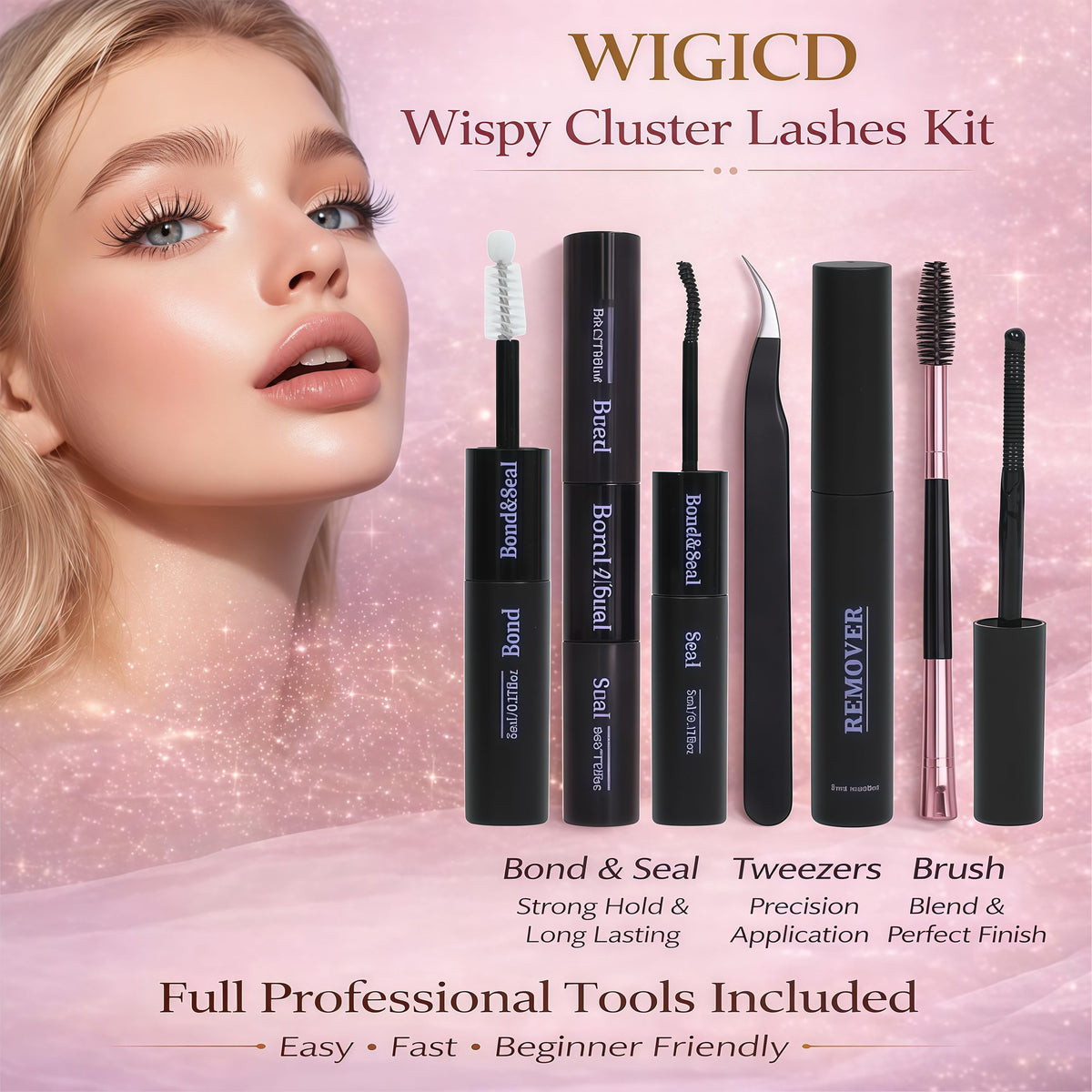 WIGICD tweezers bond seal and brush included for precise application and finish