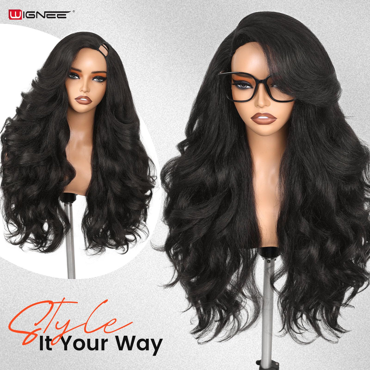 WIGNEE flat iron demonstration showing heat-resistant styling
