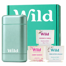 Wild Aqua case front view showing sleek aluminium finish and refill slot benefit reusable design