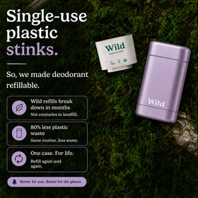 Wild bathroom lifestyle shot with case on shelf showing stylish sustainable routine benefit