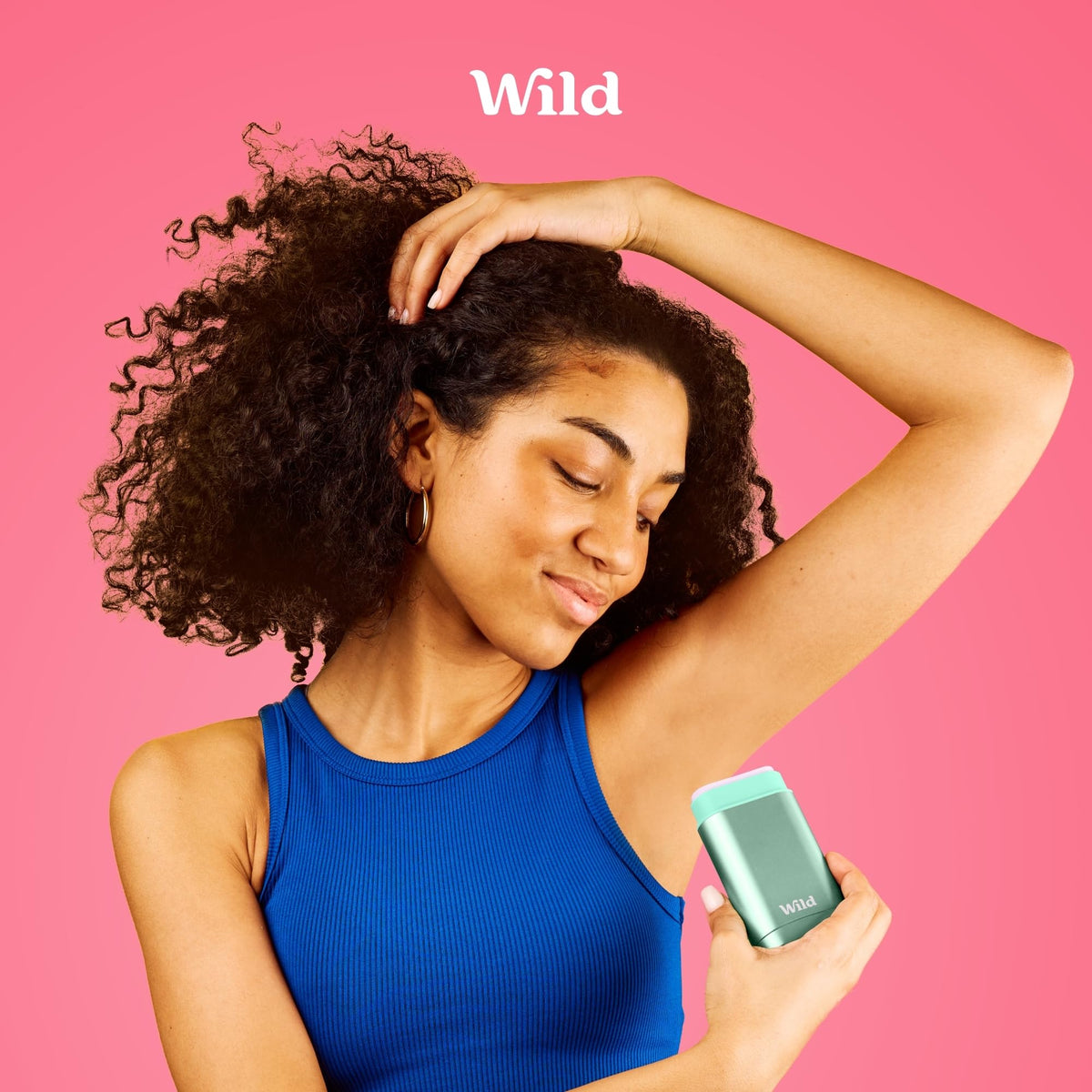 Wild deodorant in bathroom setting showing natural scent and everyday use benefit
